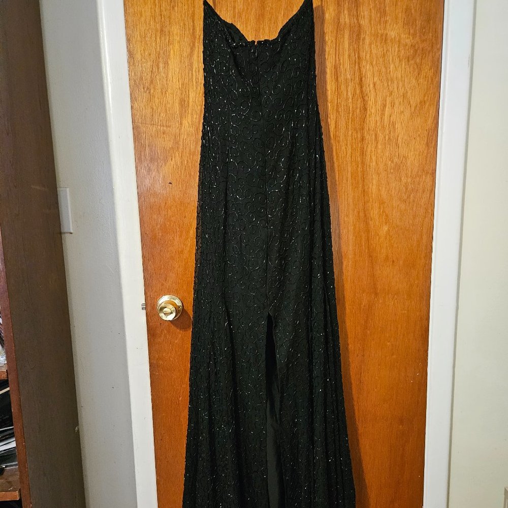 Boutique Black beaded Vintage Gown Size Large